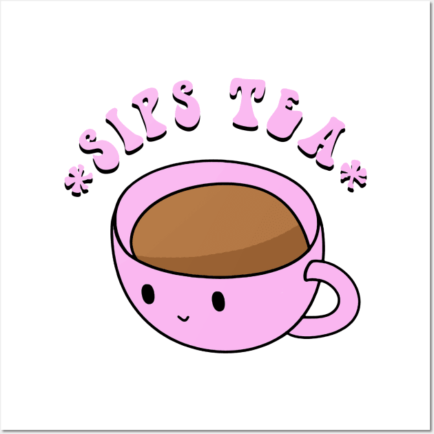 Sips Tea Meme Wall Art by Barnyardy